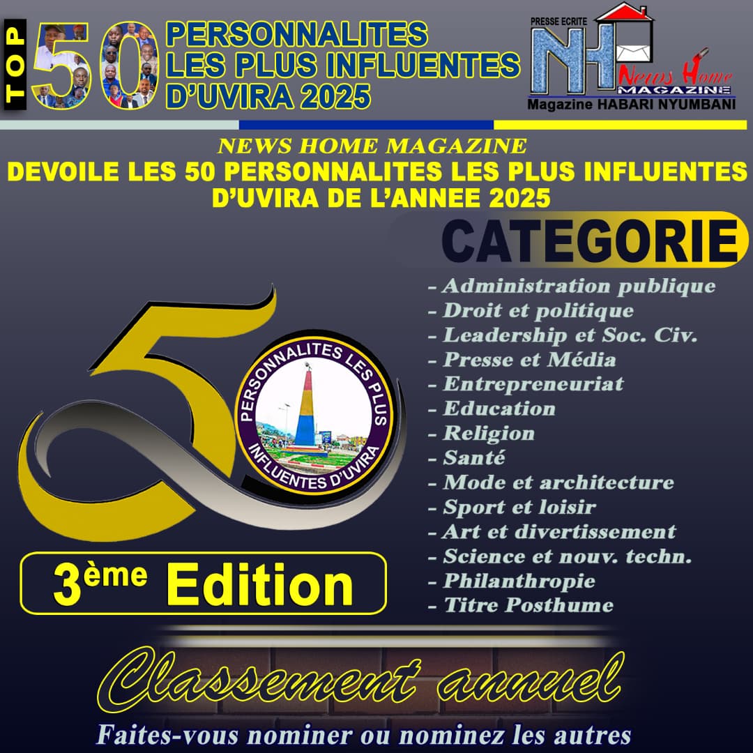 Uvira : Habari Nyumba Company⁠� annonce la 3e édition des « 50 personnalités les plus influentes »