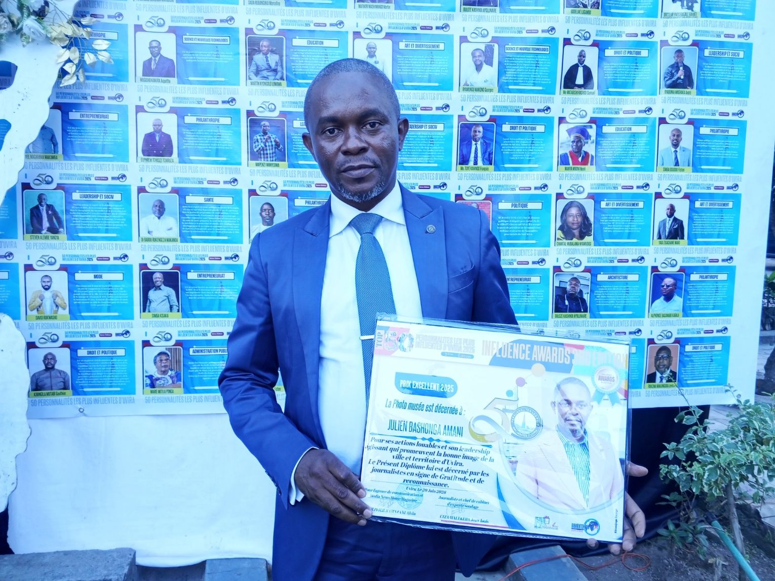 Uvira : Bashonga Amani Julien distingué dans la catégorie Presse et Médias lors de la 3ᵉ édition des « 50 personnalités les plus influentes »