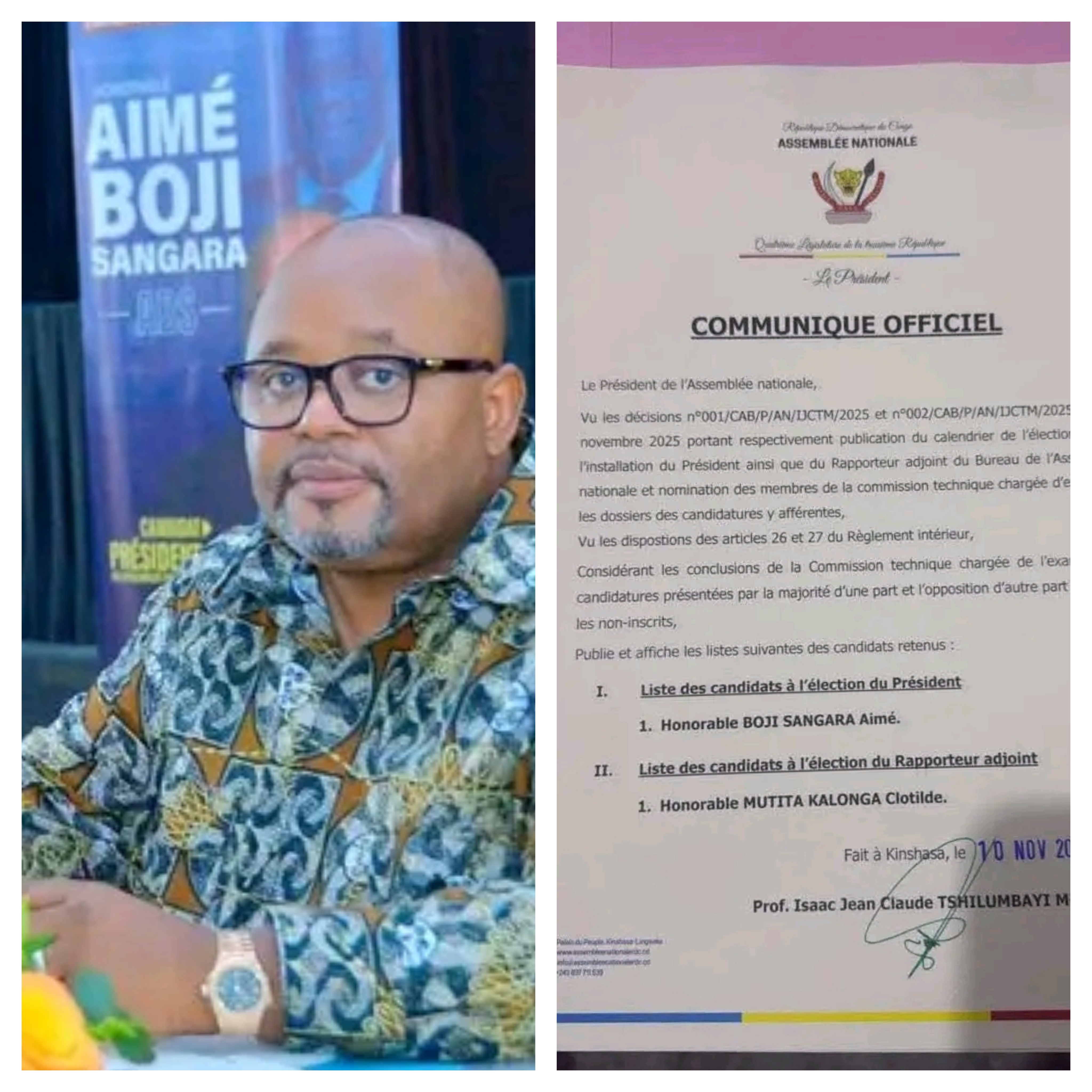 RDC : l’Assemblée nationale publie la liste officielle des candidats retenus pour l’élection du Président et du Rapporteur adjoint du Bureau