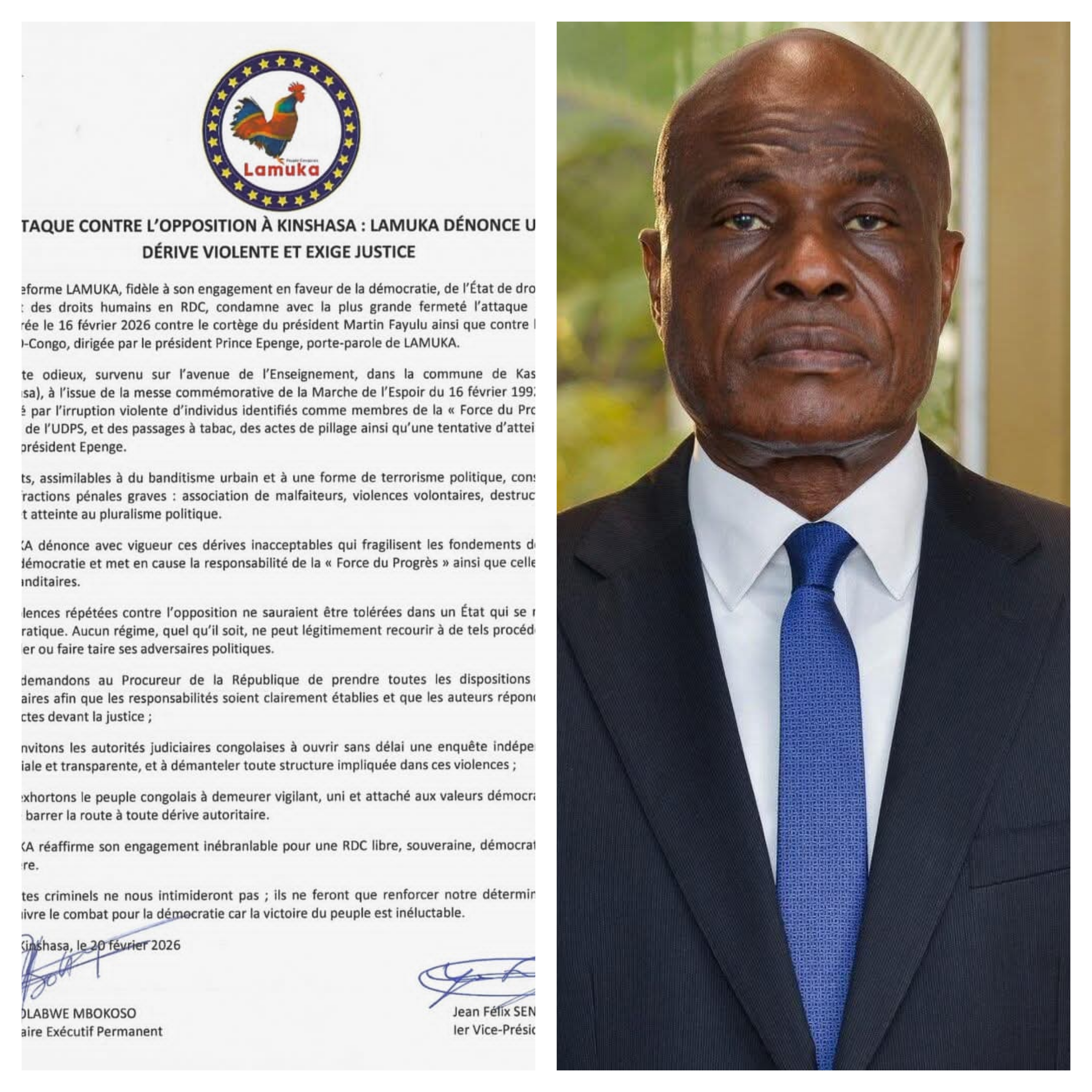 Kinshasa : LAMUKA dénonce une attaque violente contre l’opposition et exige justice