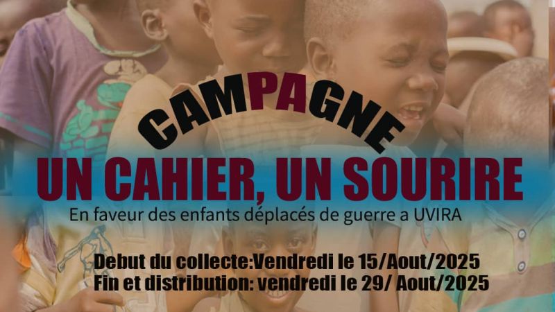Uvira : L’Asbl Mwanadamu Tumaini  lance une campagne de collecte de fournitures scolaires pour les enfants victimes de guerre