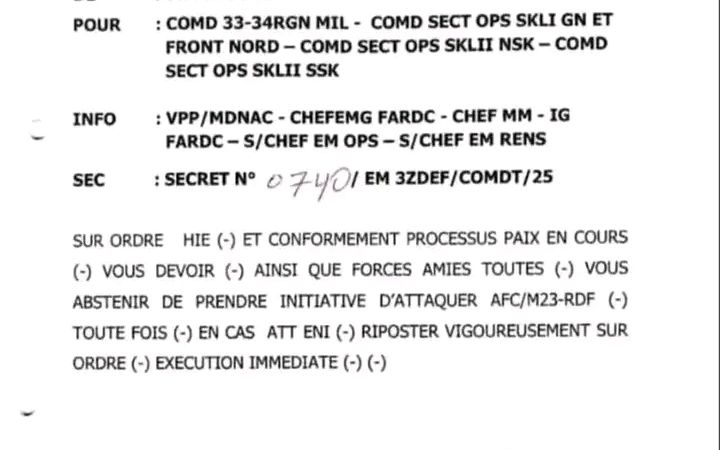 RDC : Les FARDC sommées de suspendre les offensives contre les rebelles dans le cadre du processus de paix
