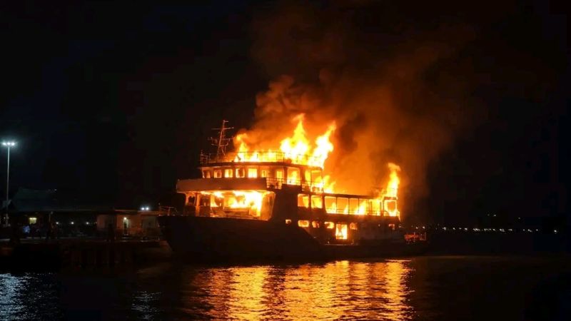 Tanzanie : un bateau prend feu au port de Kigoma.