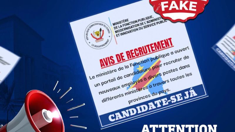 RDC : Le ministère de la Fonction publique met en garde contre un faux avis de recrutement