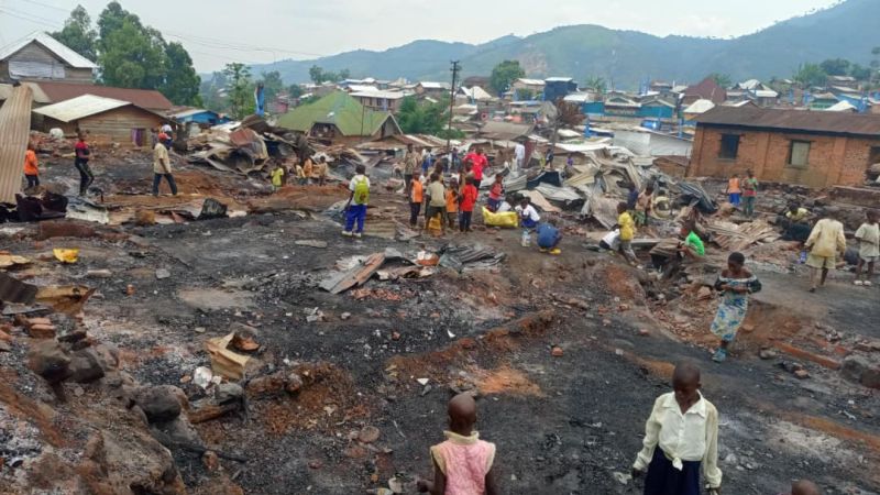 Sud-Kivu : plus de 50 maisons réduites en cendres dans un gigantesque incendie à Kitemba, à Kamituga