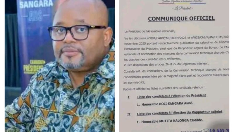 RDC : l’Assemblée nationale publie la liste officielle des candidats retenus pour l’élection du Président et du Rapporteur adjoint du Bureau