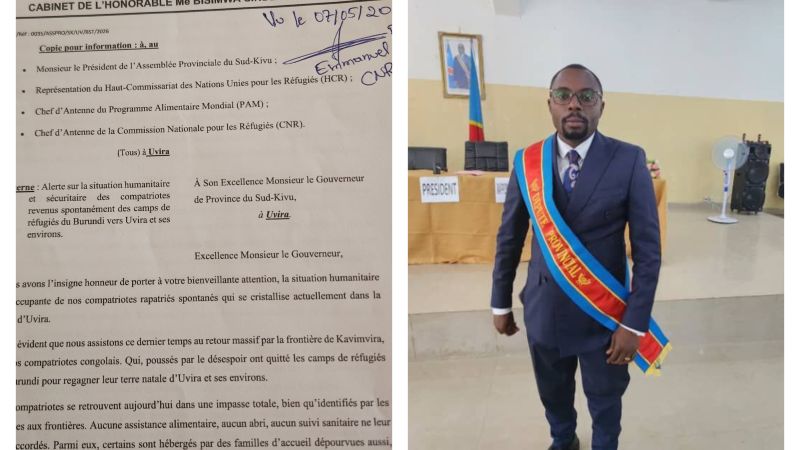 Uvira : le député provincial Théophile Bisimwa alerte sur la situation des rapatriés spontanés en provenance du Burundi