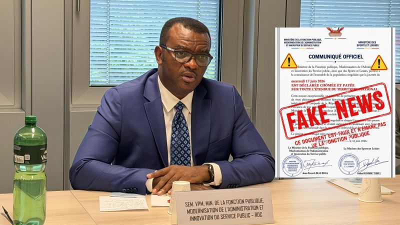 RDC : la Fonction publique dément un faux communiqué annonçant une journée chômée le 17 juin