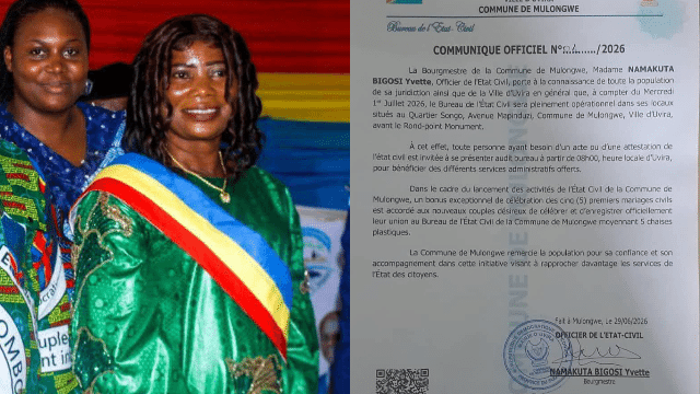 Uvira : la commune de Mulongwe annonce l'ouverture officielle de son bureau de l'État civil dès le 1er juillet