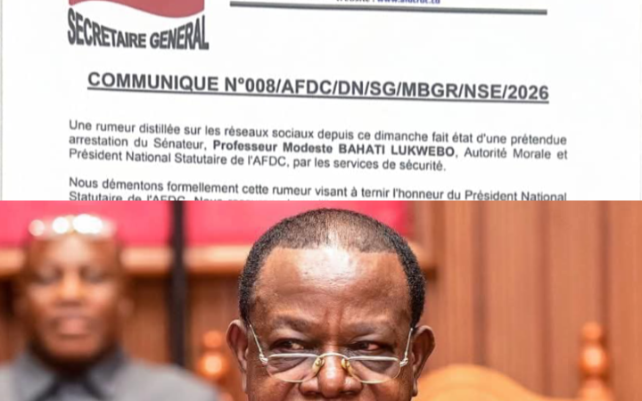 RDC : L'AFDC dément les rumeurs faisant état de l'arrestation de Modeste Bahati Lukwebo