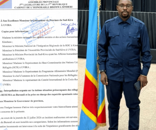 Sud-Kivu : Bisimwa Sindéri plaide pour le rapatriement des réfugiés du Burundi et la prise en charge des rapatriés spontanés