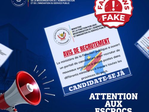 RDC : Le ministère de la Fonction publique met en garde contre un faux avis de recrutement