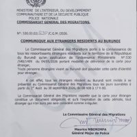Burundi : les étrangers appelés à se procurer une carte d’identité avant le 30 septembre